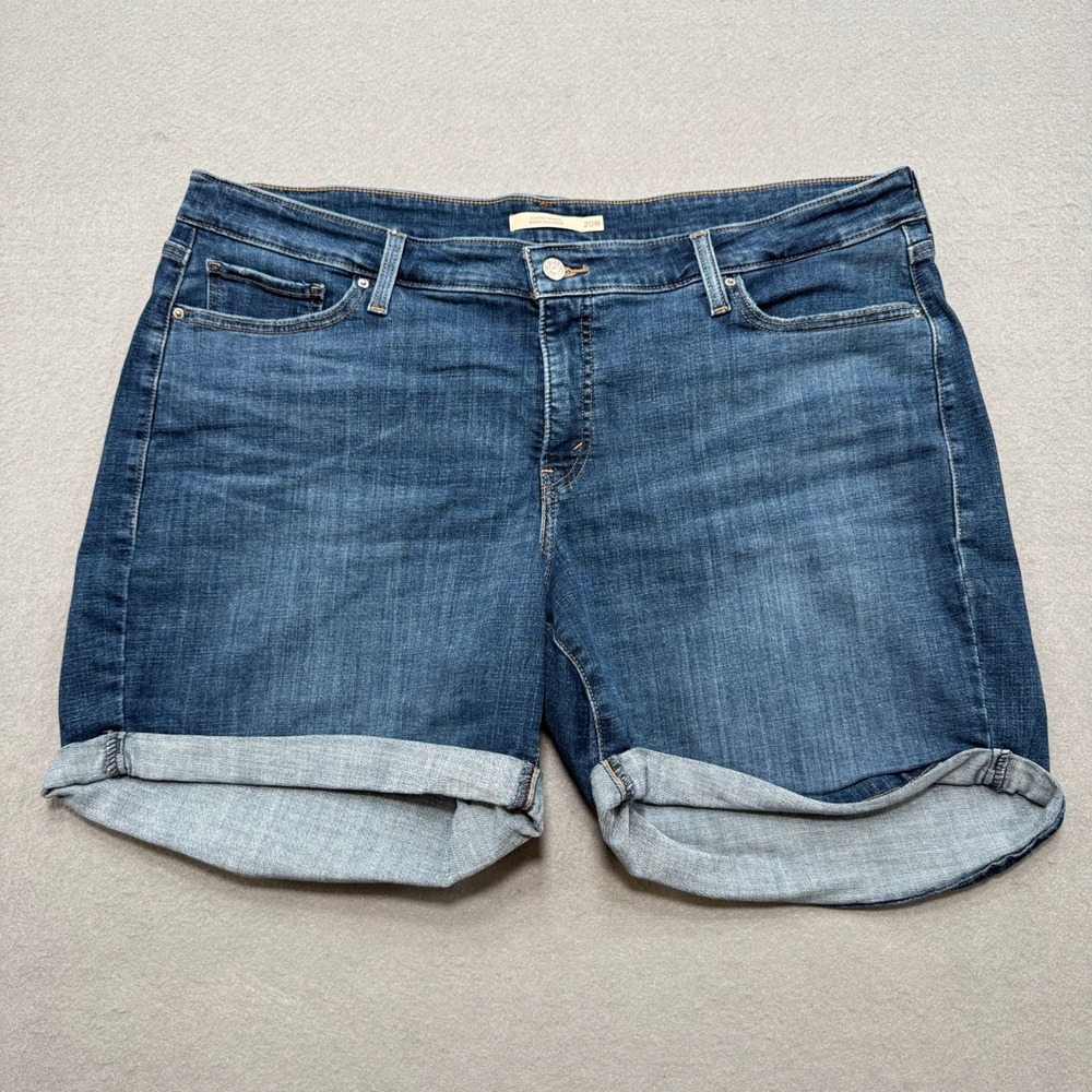 Levi's Jean Shorts Women's 20 Blue Denim Medium Wash Mid Rise Cuffed Hem Relaxed